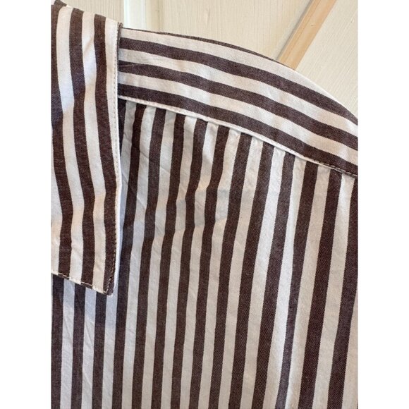 New LOFT Gray/White Striped Everyday Oversized Pocket Shirt Womens Size Large - Picture 3 of 9